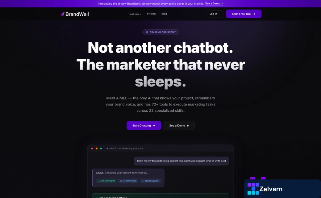 Screenshot of https://brandwell.ai/aimee/