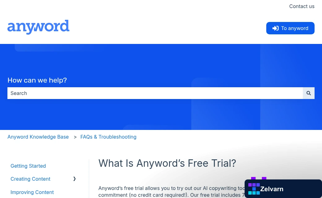 Anyword AI writing tool homepage screenshot