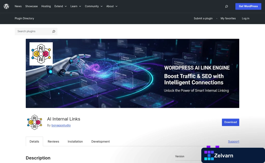 WordPress dashboard with AI linking settings