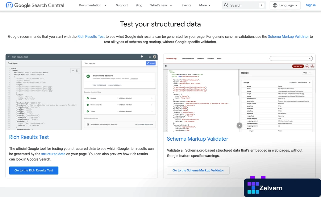 Schema markup tool selection interface screenshot