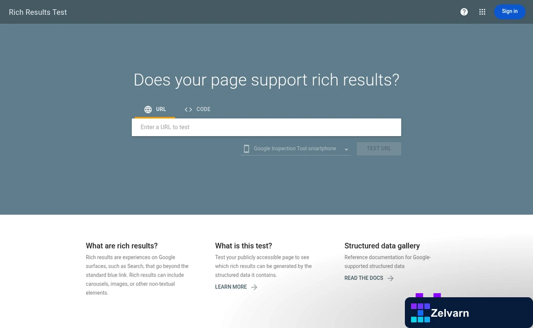 Schema markup validation tool results page